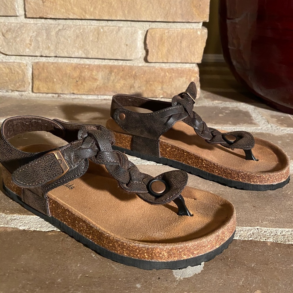 Brown braided sandals